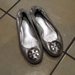 Tory Burch silver flats